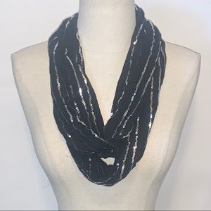Black & Sliver Infinity  Scarf